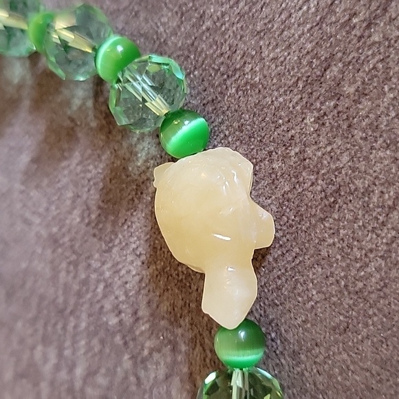 3/$30 HANDMADE Lime Fiber Optic Beaded Turtle Fetish Mermaidcore Necklace - Picture 3 of 8